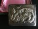 19th Century Chinese Sterling Silver High Relief Carved Dragon Card Case 纯银盒 Asia photo 1