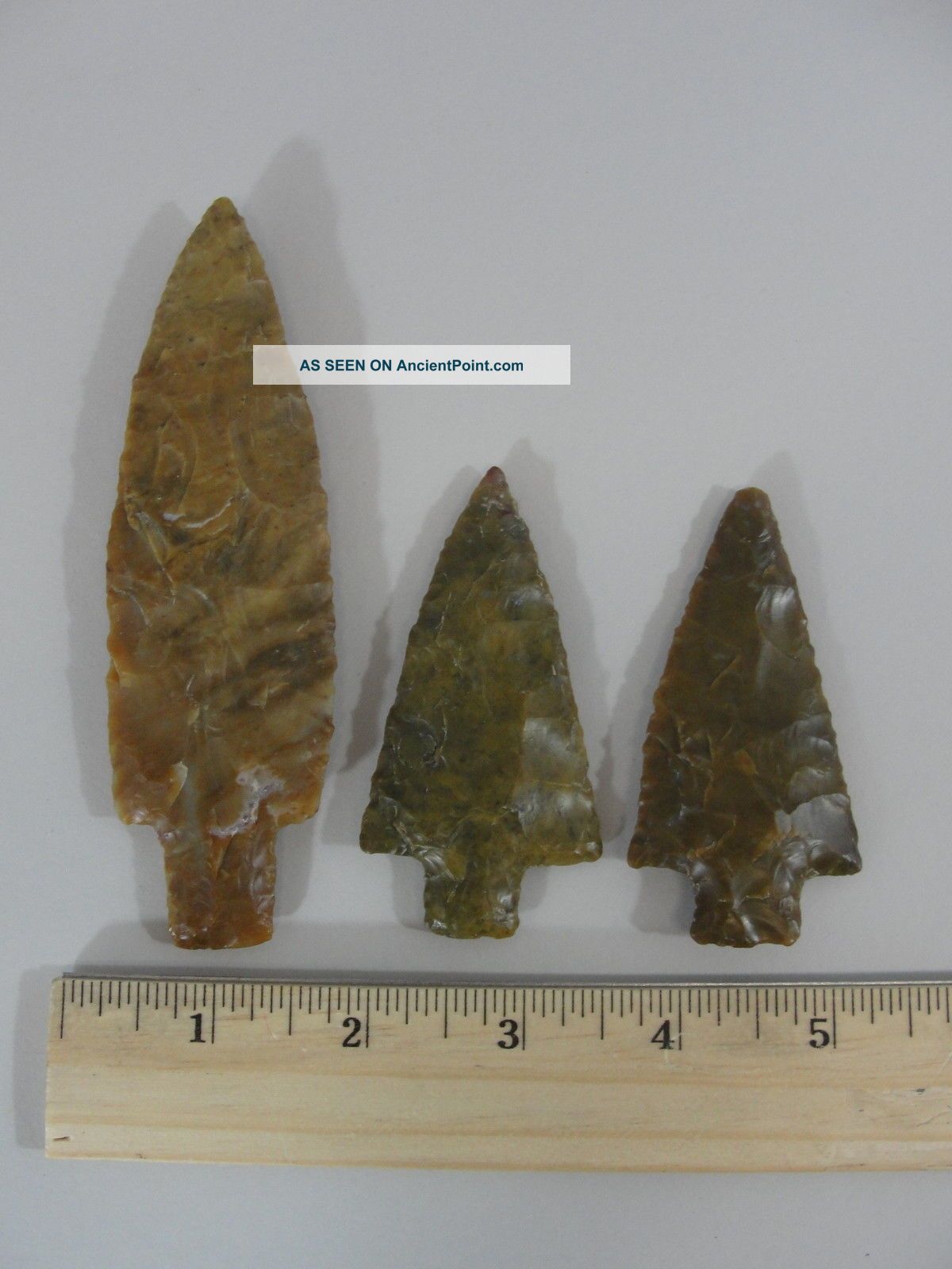 3 Flint - Knapping Modern Jasper Stone Spear Point Arrowheads, The Americas photo