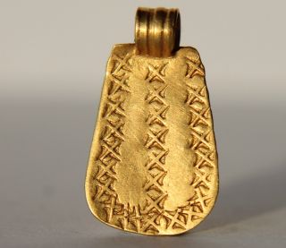 Roman Period Gold Warrior Pendant With Decoration 100 - 200 Ad photo