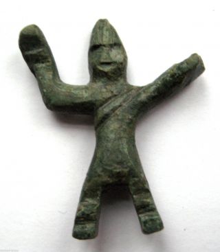Rare Circa.  500 B.  C Late Bronze Age Celtic Bronze Votive Warrior Statue photo