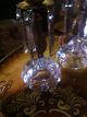 Pair Crystal Hurricane Luster Lamps W/ Prisms & Etched Shades Lamps photo 1