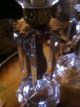 Pair Crystal Hurricane Luster Lamps W/ Prisms & Etched Shades Lamps photo 2