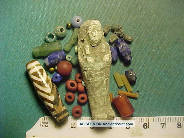 30,  Ancient Beads Circa 1000 Bc - 700 Ad,  Egyptian Faience Shabti Amulet Roman photo