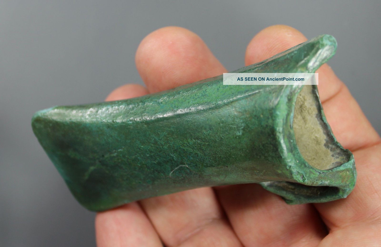 Outstanding Socketed Axe Head,  Smooth Malachite Patina,  Late Bronze Age,  900 Bc Greek photo