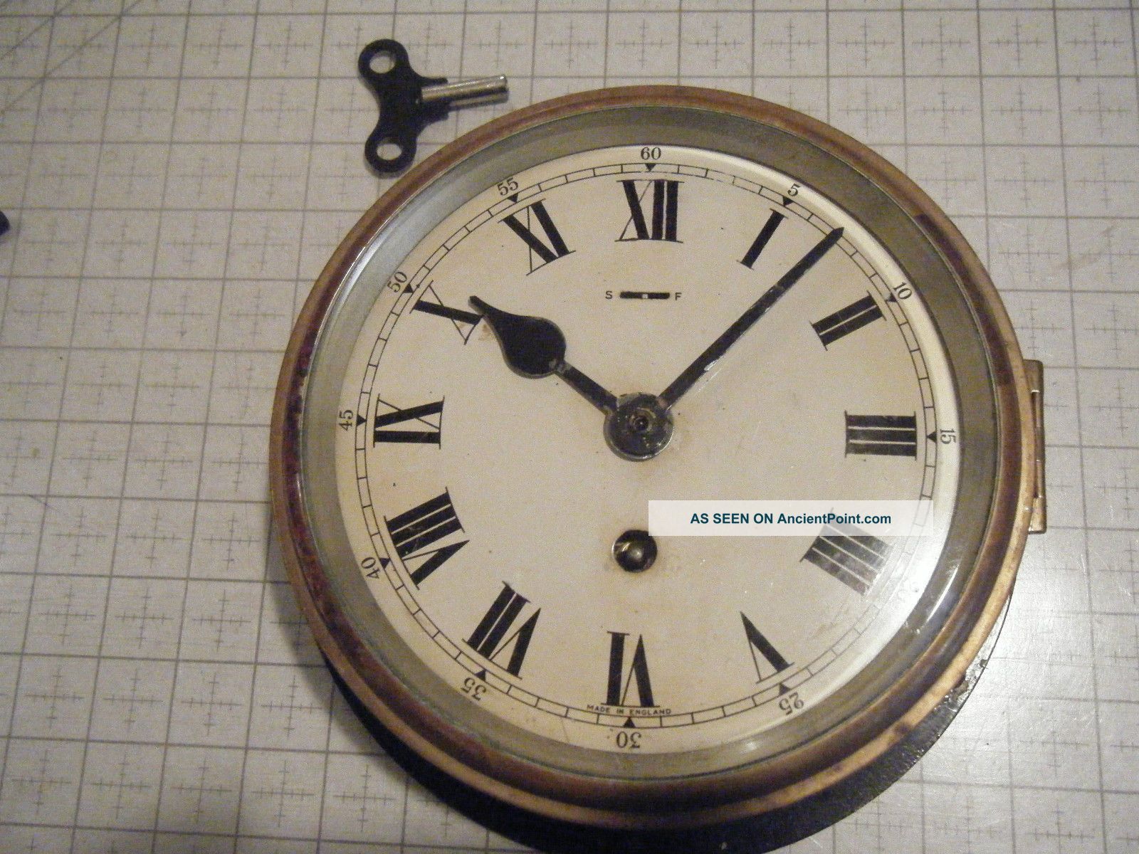 F W Elliott Ships / Bulkhead Brass 8 - Day Clock / Black - (military Wwii ?) Clocks photo