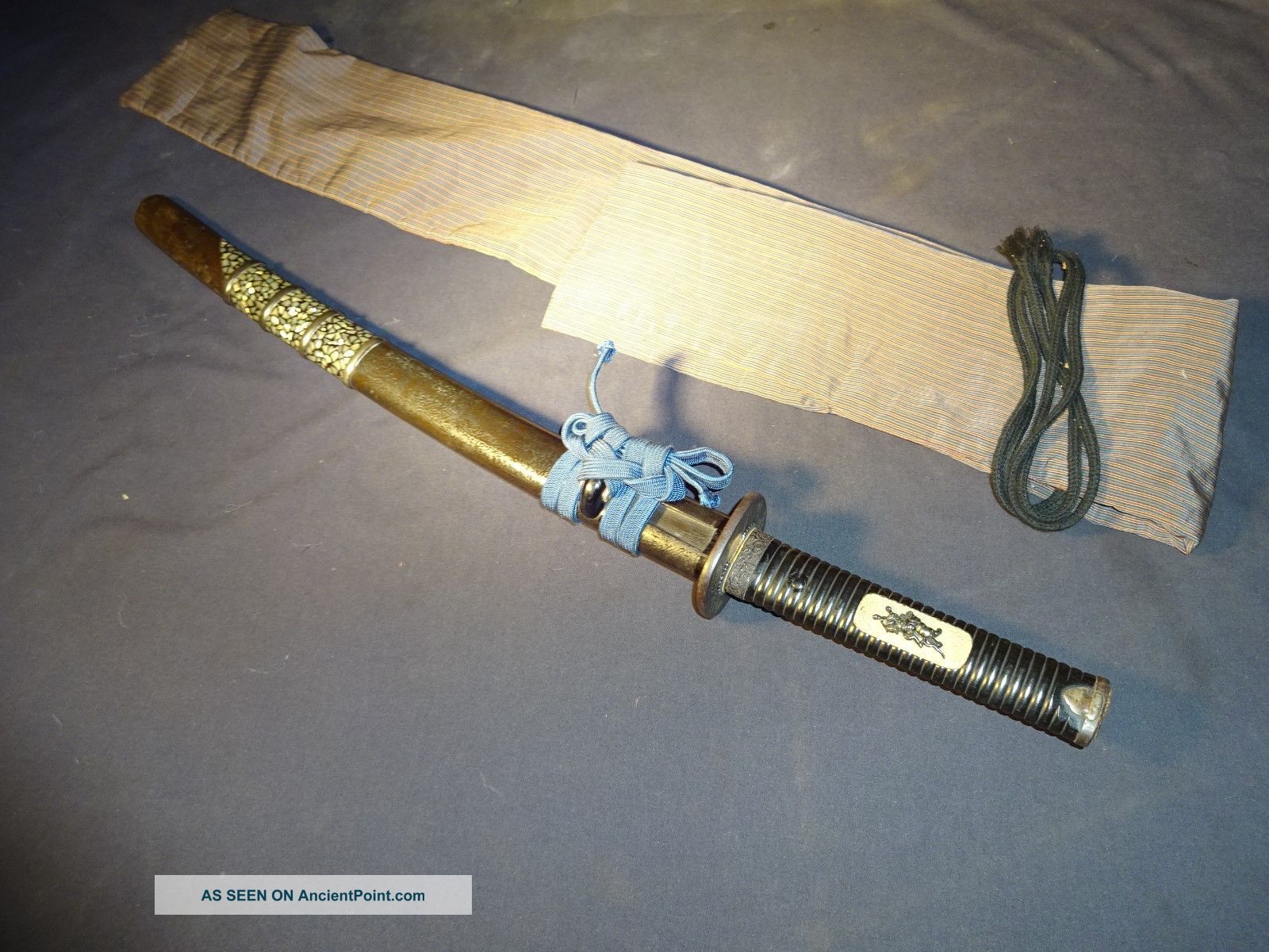 K26 Japanese Sword Wakizashi In Mountings,  Bohi Engravings,  Mountings Swords photo