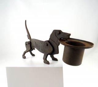 German Antique Metal Cast Cigar Cutter Dog Ashtray Art Nouveau Desk Object photo