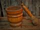Antique Primitive Old Turned Wood Mortar And Pestle Apothecary Kitchen Primitives photo 2