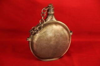 Antique Circa 1700’s Pewter Military Canteen Or Flask With Coat Of Arms photo