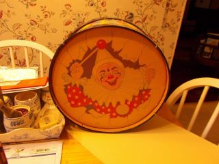 Mid 1900s Child ' S Drum With Clown Design On The Frontmade In Usa By Olmar Cute photo