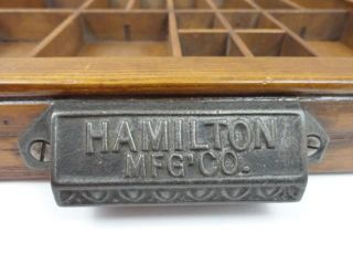 Antique Vtg Hamilton Mfg Co Wood Box Wall Cabinet Shelf Printing Drawer Case photo