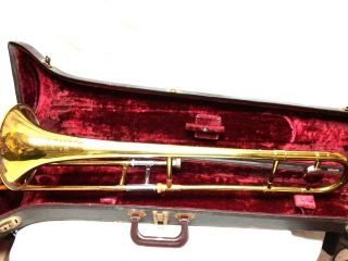 Antique E.  K.  Blessing 81800 Elkhart Trombone Horn With Holton Mouthpiece & Case photo