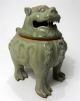 Chinese Qing - Glazed Porcelain Censer Of Lion Statue Other Chinese Antiques photo 2
