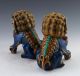 A Pair Chinese Cloisonne Copper Statue - Lion Foo Dogs photo 2