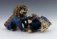 A Pair Chinese Cloisonne Copper Statue - Lion Foo Dogs photo 8