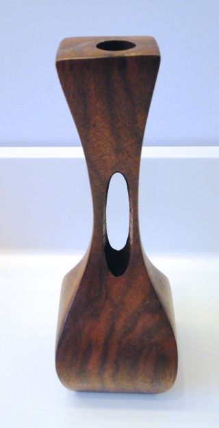 Mid Century Danish Modern Teak Wood Vase Signed J King Cool & Unusual photo