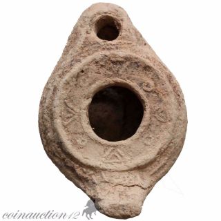 Museum Quality Roman Republic Terracotta Decorated Oil Lamp Circa 50 Bc photo