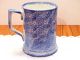 Antique English Pottery Blue & White Sponge Ware Mug Cup Full Pint Tankard Cups & Saucers photo 2