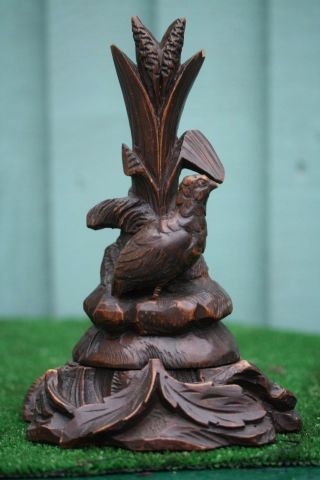 19th C.  Black Forest Wooden Oak Bird Carving With Reeds & Other C1880s photo