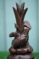 19th C.  Black Forest Wooden Oak Bird Carving With Reeds & Other C1880s Carved Figures photo 1