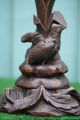 19th C.  Black Forest Wooden Oak Bird Carving With Reeds & Other C1880s Carved Figures photo 2