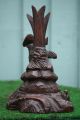 19th C.  Black Forest Wooden Oak Bird Carving With Reeds & Other C1880s Carved Figures photo 5