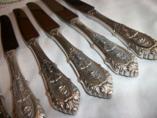 8 Wallace Rose Point Holow Handle Dinner Knives - No Monograms photo