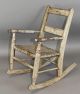 Fine 19th C Child ' S 2 Slat Ladderback Armchair Rocker In Great Old Ivory Paint Primitives photo 1