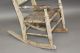 Fine 19th C Child ' S 2 Slat Ladderback Armchair Rocker In Great Old Ivory Paint Primitives photo 4