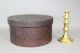 A Great 19th C Round Pantry Box In The Best Grungy Ox - Blood Red Paint Primitives photo 2