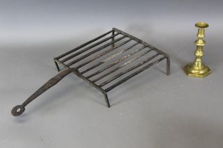 Late 18th C Wrought Iron Large Size Standing Broiler Or Gridiron Old Surface photo