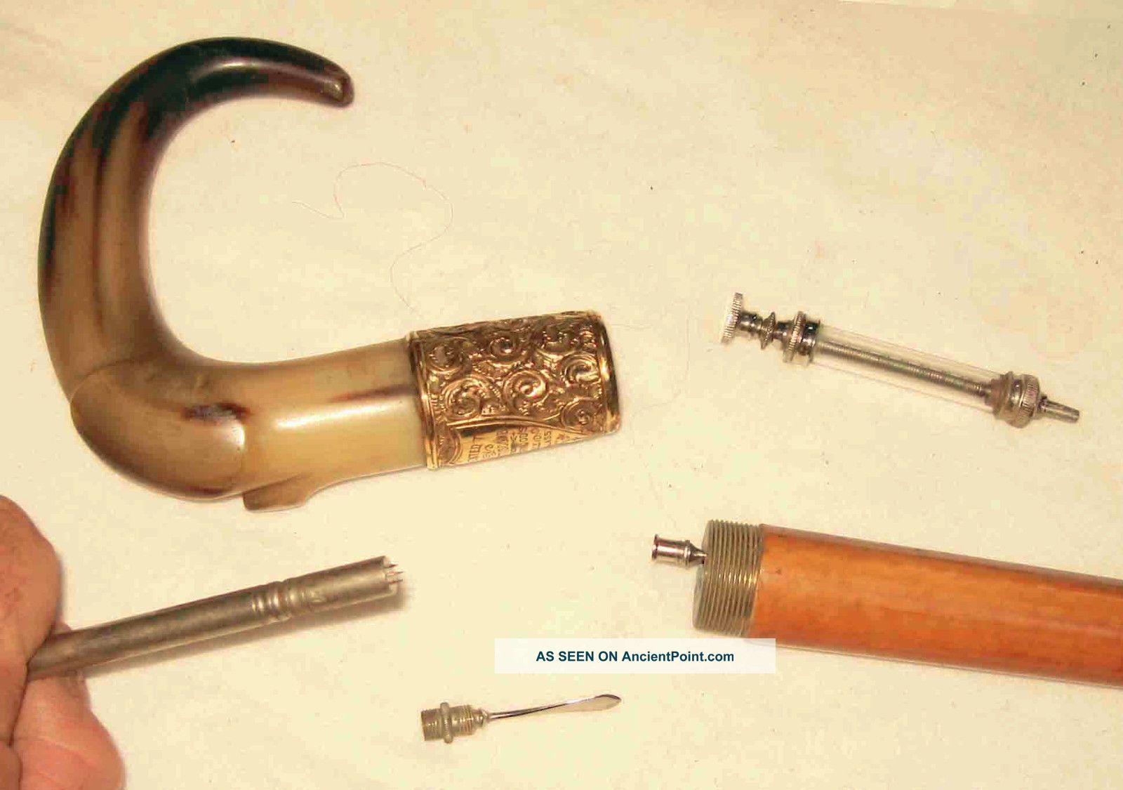 Nov 1904 Presentation Medical Doctor Gadget Cane/walking Stick W/syringe,  Needle Other Medical Antiques photo