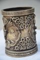 Delicate Chinese Silver Copper Handwork Carved Eagle Brush Pot Brush Pots photo 1