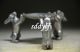 Exquisite Chinese Silver Copper Handmade Carved 3 Rabbit Candlestick Other Chinese Antiques photo 1