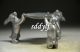 Exquisite Chinese Silver Copper Handmade Carved 3 Rabbit Candlestick Other Chinese Antiques photo 3