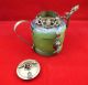 Chinese Old Tibetan Silver Dragon Lion Green Jade Cloisonne Teapot Monkey Lid Teapots photo 1