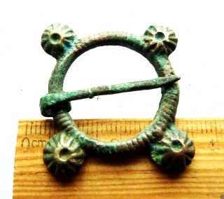 Authentic Ancient Medieval Artifact - Bronze Fibula (k178) photo