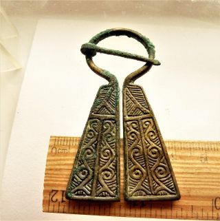 Authentic Ancient Medieval Artifact - Bronze Fibula (k525) photo