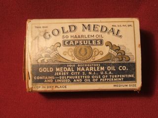 Vintage Haarlem Oil Capsules Medicine Box & Contents photo