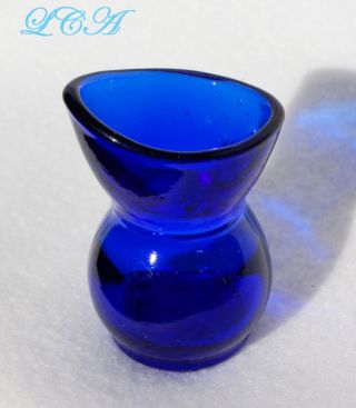 Scarce Cobalt Blue 2 Chamber Antique Eye Wash Cup Hand Blown photo