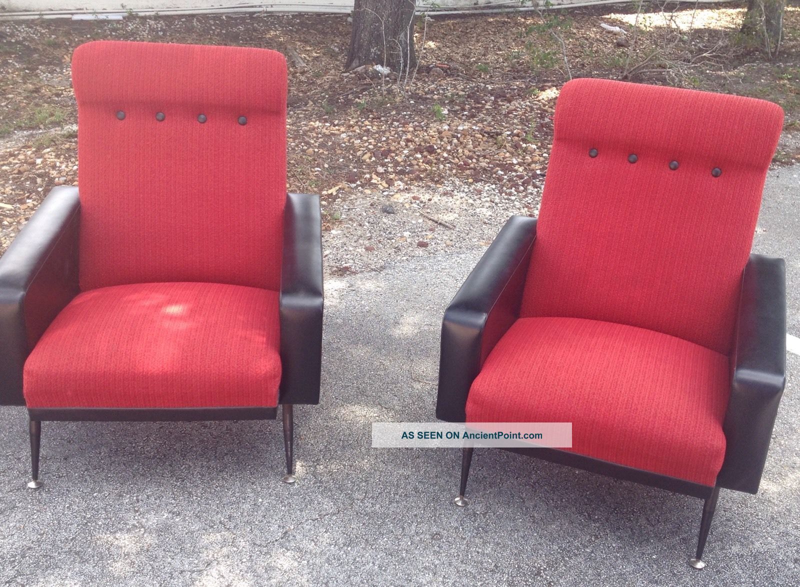 Vtg 1950s Upholstered Atomic Club Chairs Mid Century Modern Retro Weinberg Era Mid-Century Modernism photo