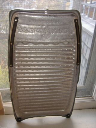 Vtg Rare Morton Speediwash Aluminum Washboard.  W/ Orig Rubber Feet Htf photo