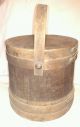 Antique Firkin Banded Sugar Bucket With Lid Wood Handle Primitives photo 1