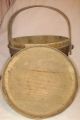 Antique Firkin Banded Sugar Bucket With Lid Wood Handle Primitives photo 5