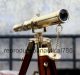 Vintage Marine Ship Master Brass Telescope With Wooden Tripod Scope Collectible Telescopes photo 1