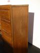 Vintage Industrial Style Solid Oak Wood Four Drawer File Cabinet French Country Post-1950 photo 9