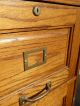 Vintage Industrial Style Solid Oak Wood Four Drawer File Cabinet French Country Post-1950 photo 8