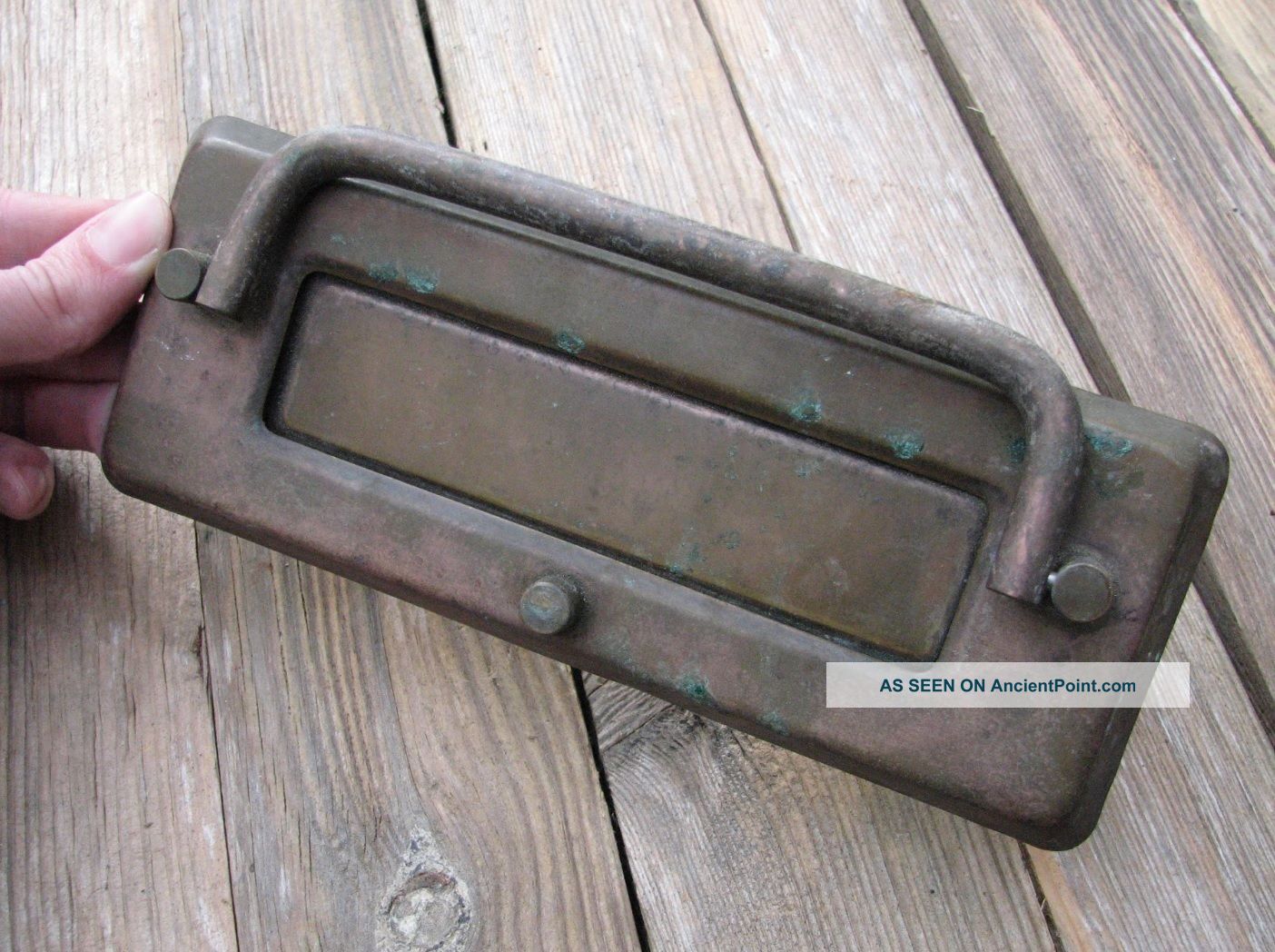 Vintage Reclaimed Brass Letter Box Plate Door Mail Slot With Knocker
