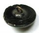 Antique Black Glass Button Detailed Dimensional Owl W/ Carnival Luster - 11/16 