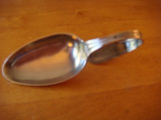 Vtg Monogramed E - Sterling Silver Curved Handle Baby Child Feeding Spoon photo